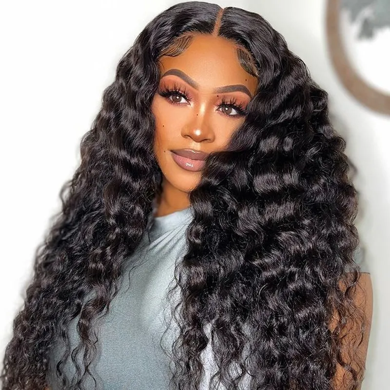 IBH Pre-plucked Undetectable HD Lace Glueless Deep wave Closure Wigs 250% Density