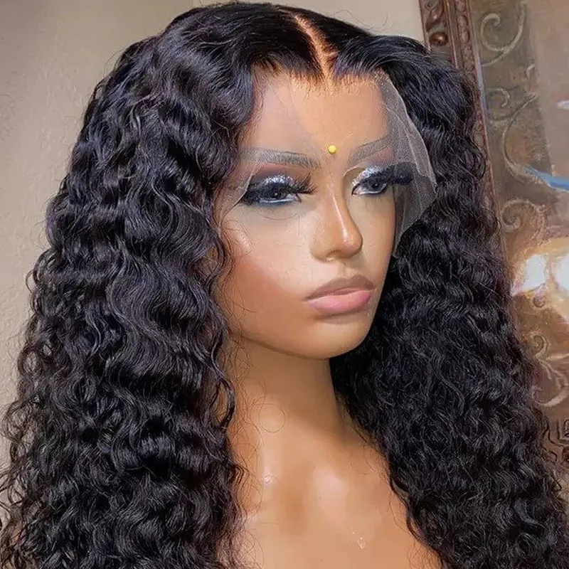 IBH Pre-plucked Undetectable HD Lace Glueless Deep wave Frontal Wigs 250% Density