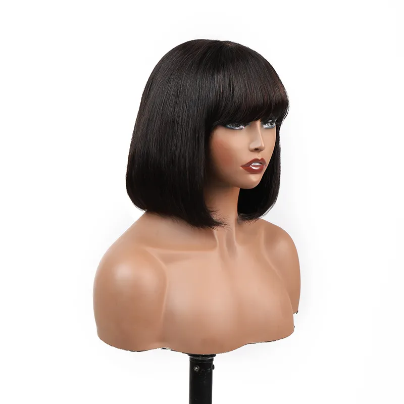 IBH Put On & Go Blunt Cut Straight Bob Minimalist HD Lace Glueless Straight Wig with Bang