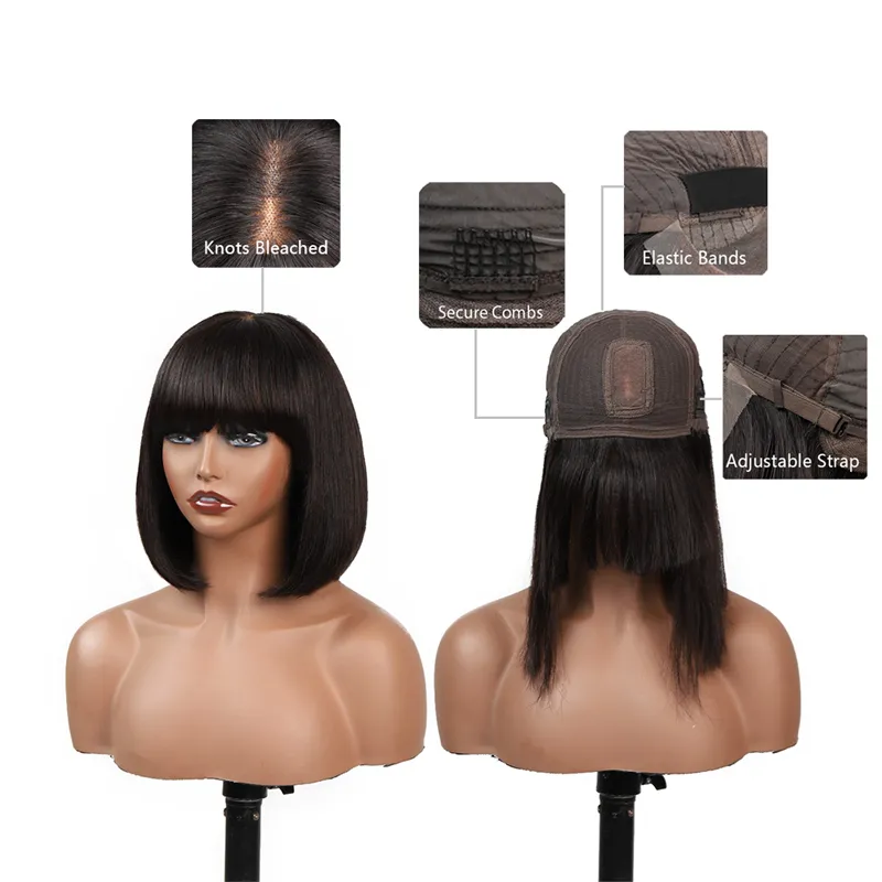 IBH Put On & Go Blunt Cut Straight Bob Minimalist HD Lace Glueless Straight Wig with Bang